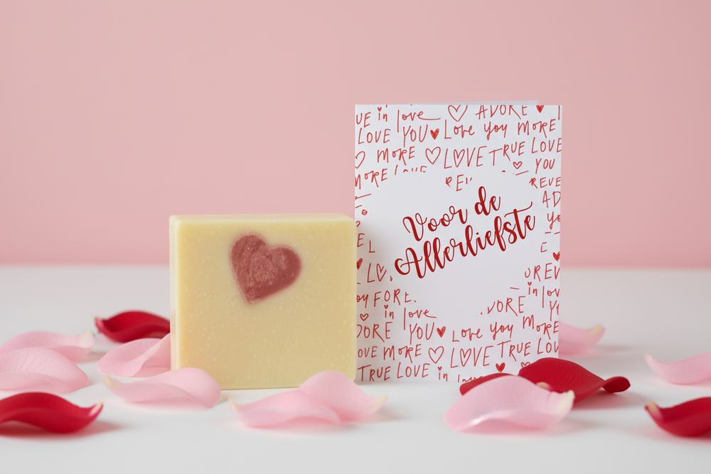 Valentijnszeep + handgeschreven kaartje