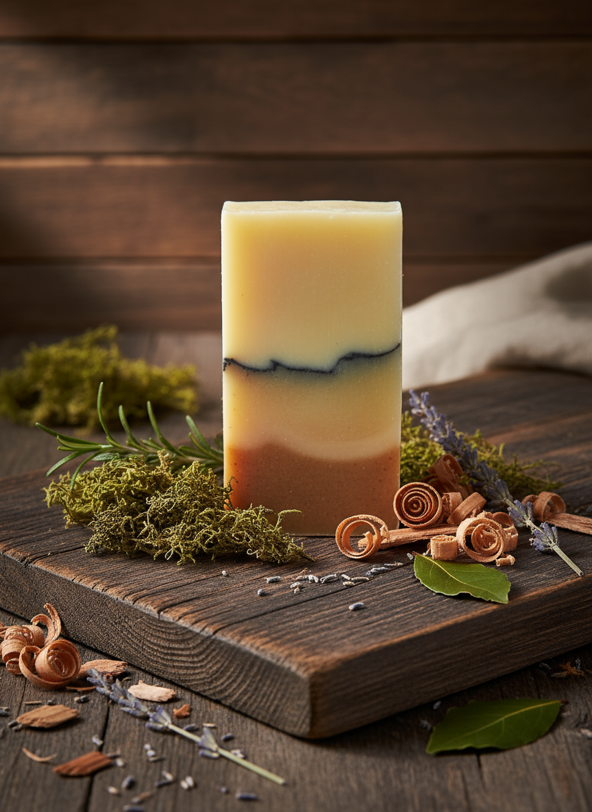 Citroenhoutzeep op rustiek hout