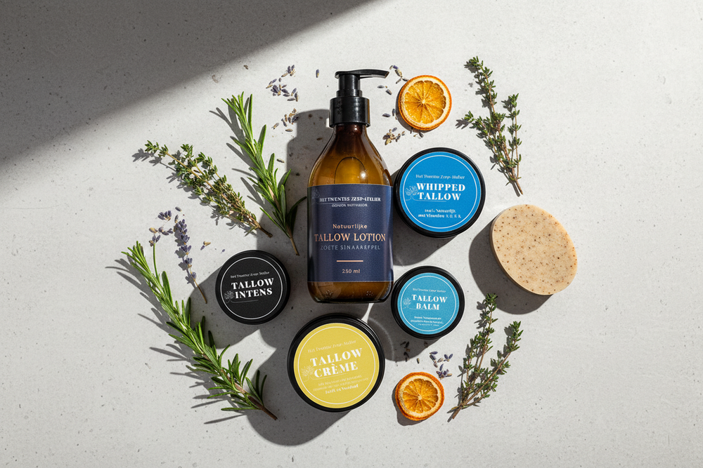 Rustieke spa-setting met tallow producten