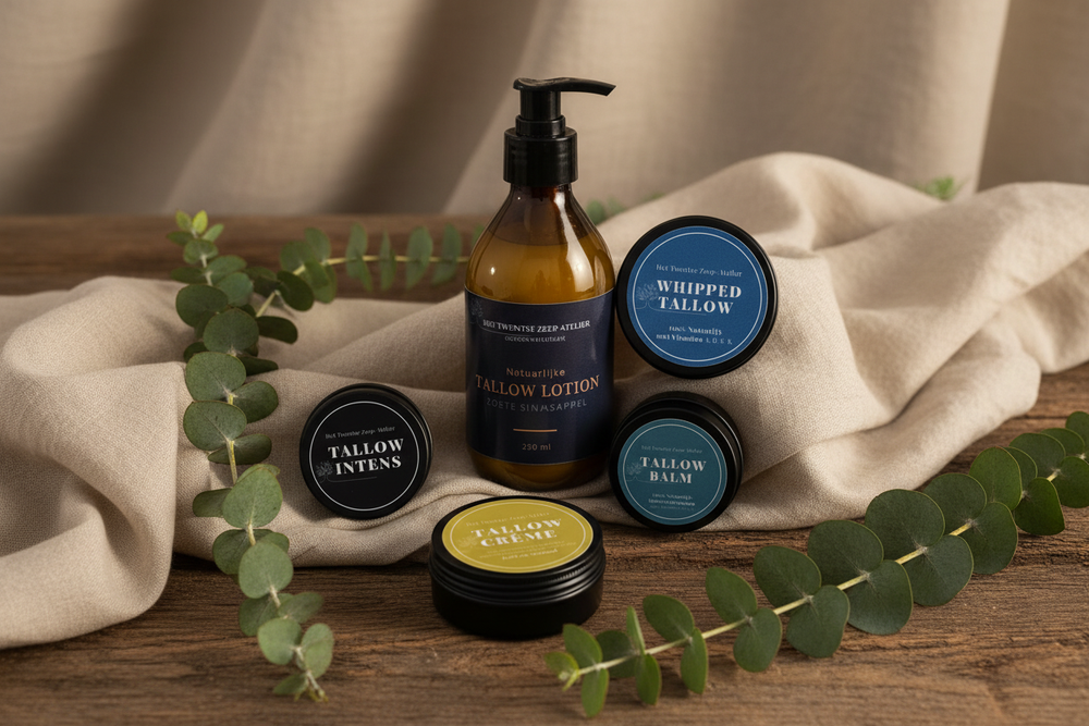 Rustieke spa-setting met tallow producten